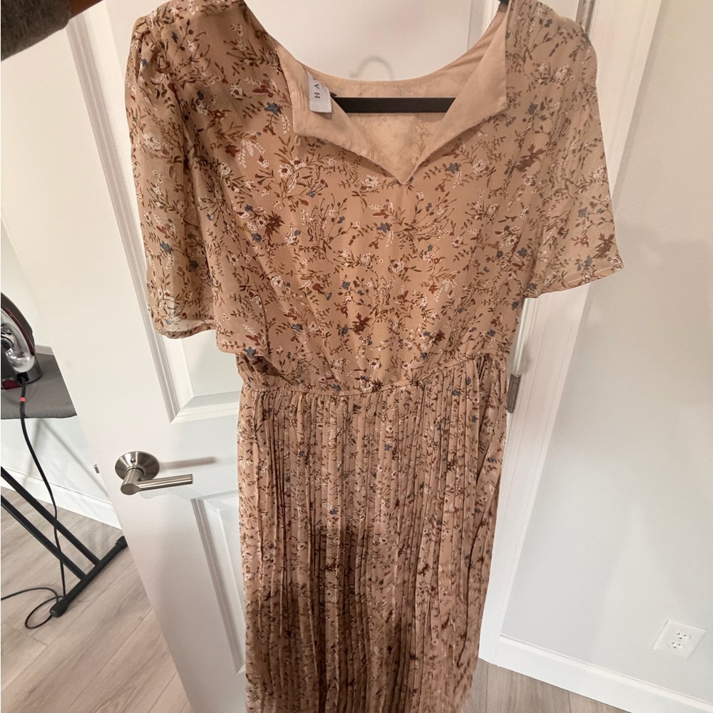 Pinkblush Floral Beige Midi Dress maternity friendly